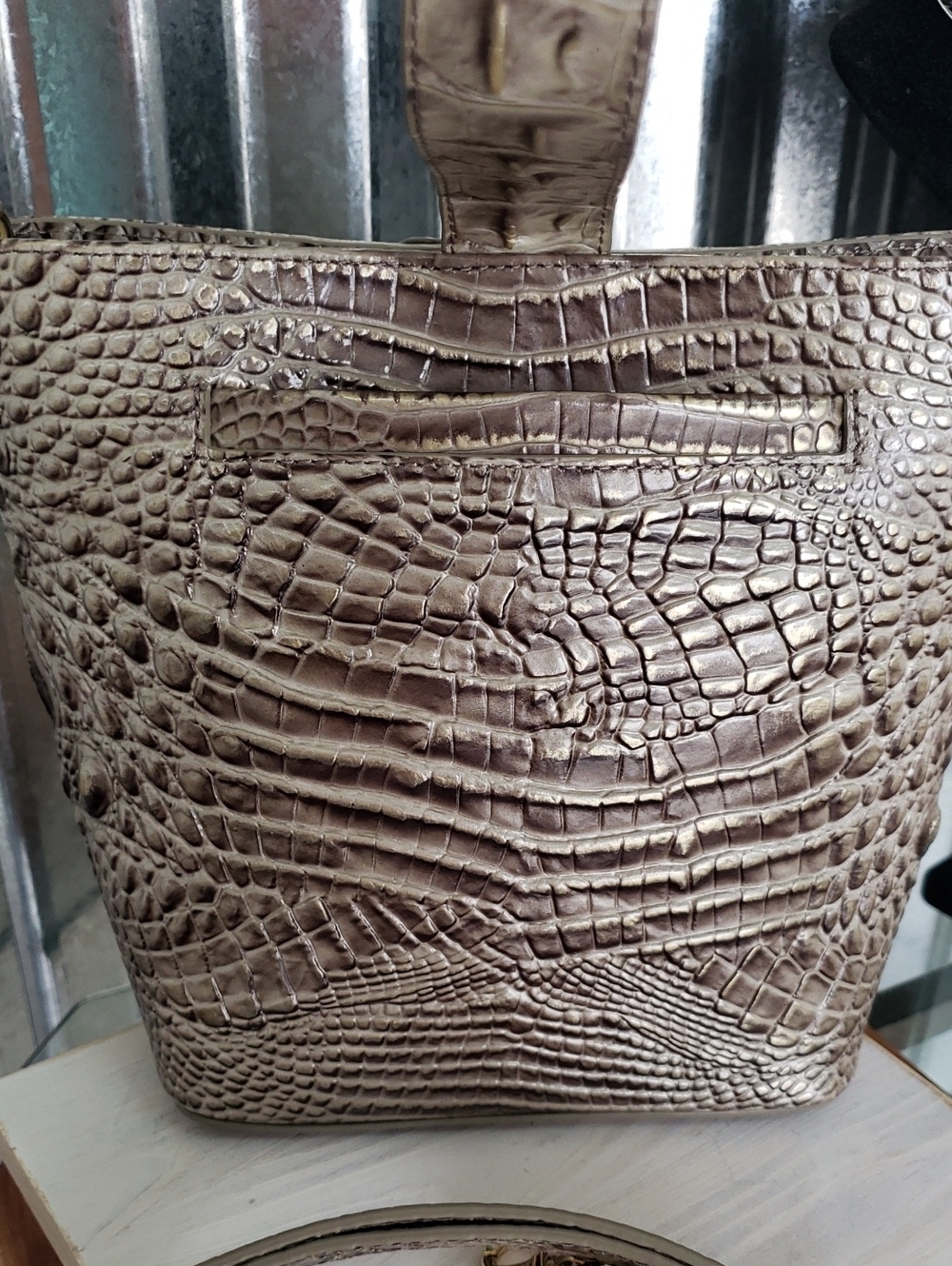 Croc-Embossed Bucket Bag in Taupe - Women Bags - Picture 5 of 6